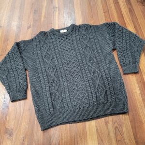 Unisex Carriag Donn Traditional Aran Cable Knit Made In Ireland Sweater Medium